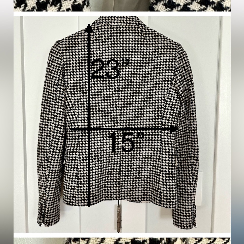 J. CREW Black and White Houndstooth Wool Fitted Blazer 2 - Picture 11 of 11